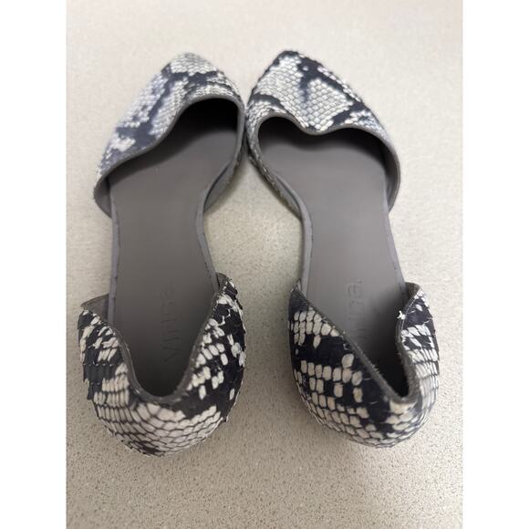 Vince Women Classic Leather Snake Skin Pointed Toe Flats Size 8 - Picture 7 of 9